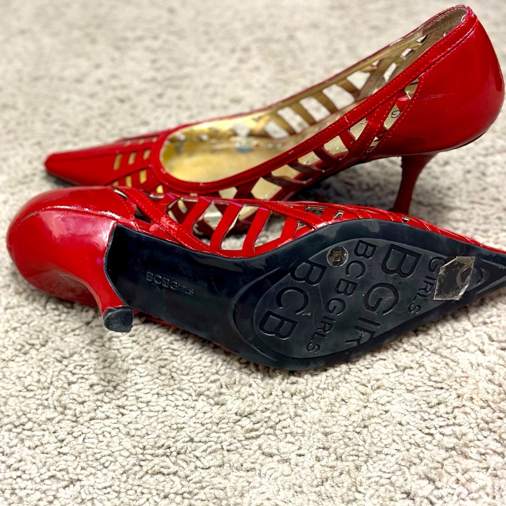 Red Lattice BCBG Heels